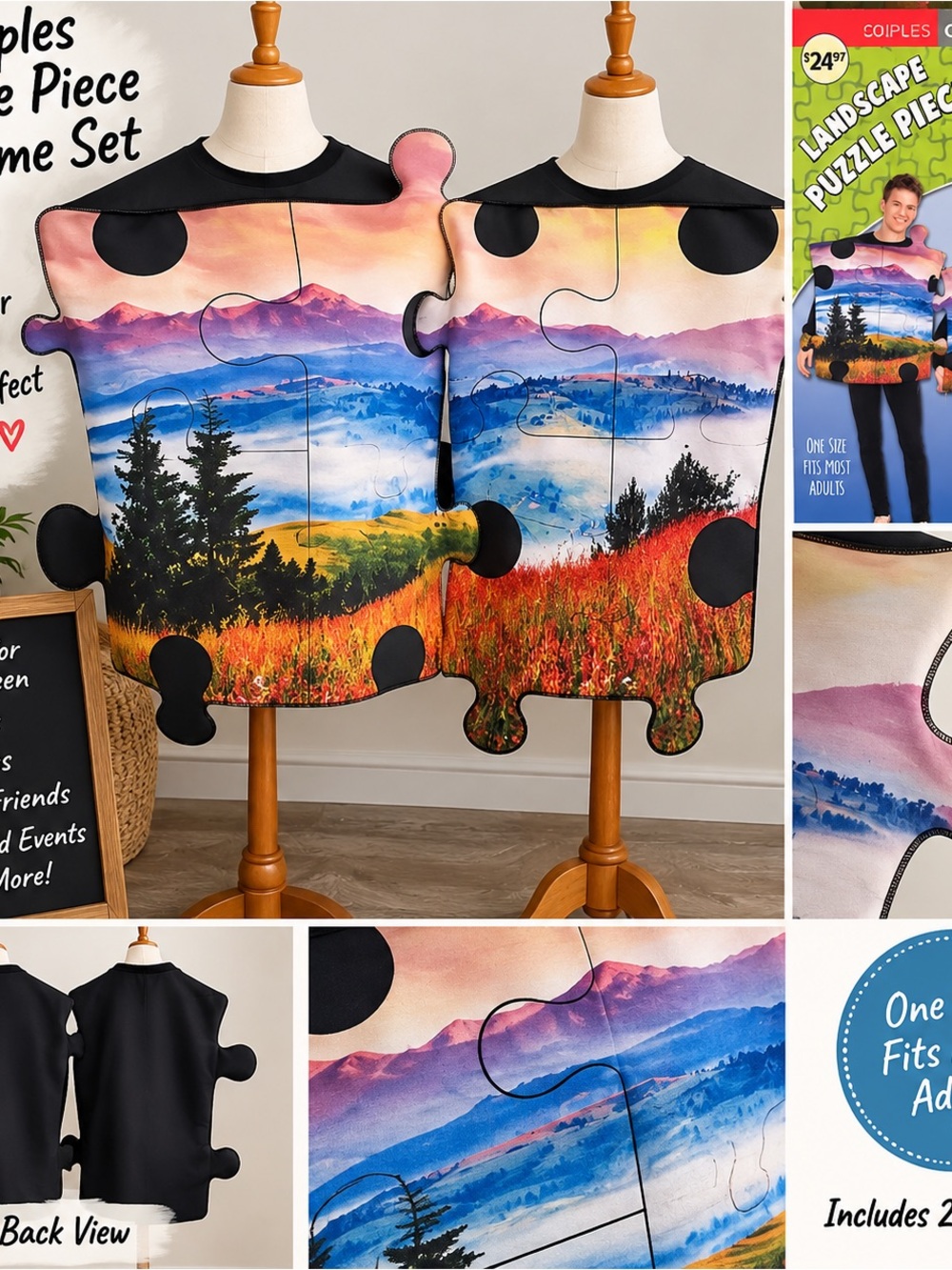 Scenic Puzzle Piece Costume - Colorful Landscape Print
